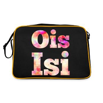 Bayern bayerischer Spruch Ois Isi Lustig Geschenk - Retro Tasche - Schwarz/Gold - Hinten