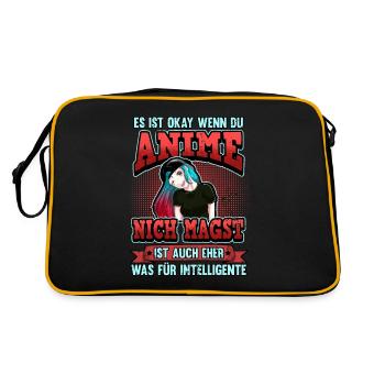 Lustig Anime ist für Intelligente Spruch Geschenk - Retro Tasche - Schwarz/Gold - Hinten