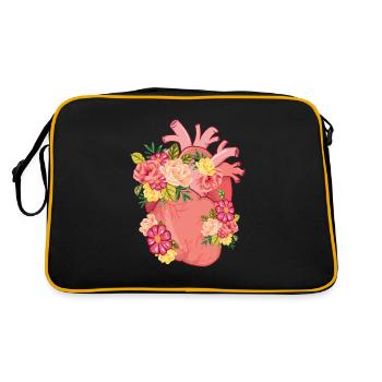 Fleur coeur amour biologie médecine illustration - Sac Retro - noir/or - Dos