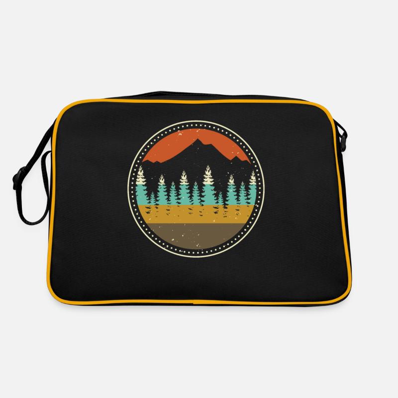 Berge, Wald - Retro Tasche - Schwarz/Gold