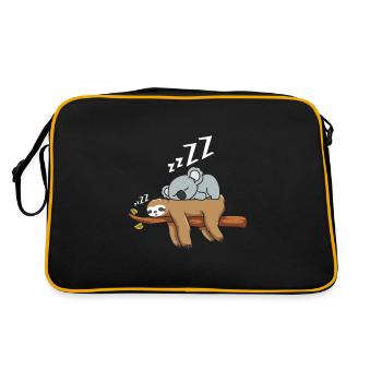 Late riser Tired sloth with sleeping koala - Retro Bag - black/gold - Back
