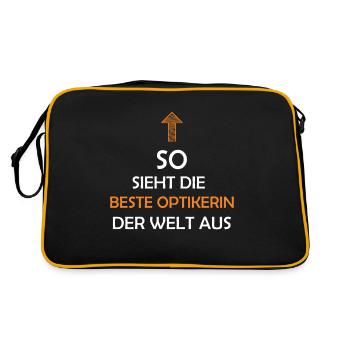 Optikerin Feinoptikerin Augenoptikerin Geschenk - Retro Tasche - Schwarz/Gold - Hinten