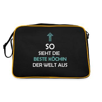 So sieht die Beste Köchin der Welt aus Kochschürze - Retro Tasche - Schwarz/Gold - Hinten