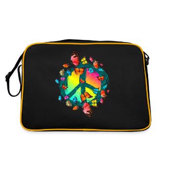 Hippie Butterflies Hippies Flower Power Années 60 - Sac Retro - noir/or - Dos