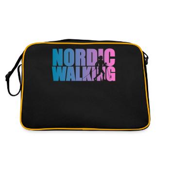 Nordic walking walker woman with sticks gift - Retro Bag - black/gold - Back