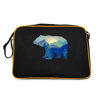 Ours Silhouette Montagne Faune Animal - Sac Retro - noir/or - Dos