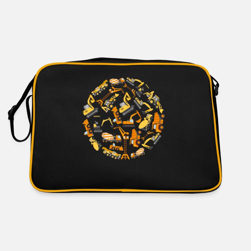 Construction Excavator Builders - Retro Tasche - Schwarz/Gold