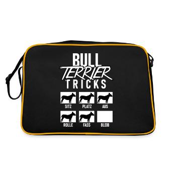 Funny Bull Terrier dog tricks dogs lover - Retro Bag - black/gold - Back