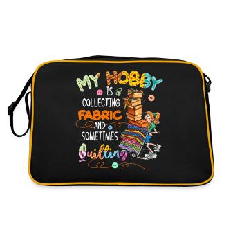 My Hobby Is Collecting Fabric & Sometimes Quilting - Retro Bag - black/gold - Back