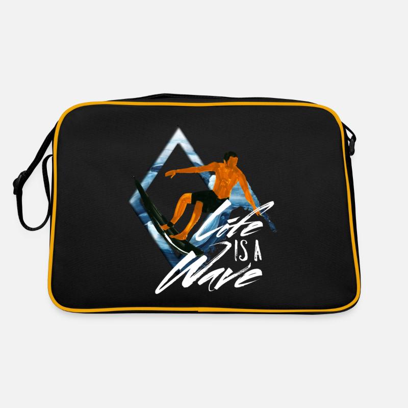 Surfer Spruch - Retro Tasche - Schwarz/Gold