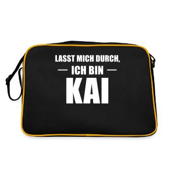 Kai Name Spruch Geschenk - Retro Tasche - Schwarz/Gold - Hinten