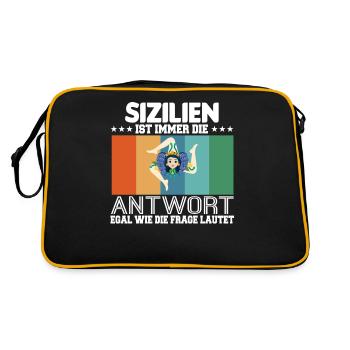 Sizilien Palermo Italy Sicilian - Retro Tasche - Schwarz/Gold - Hinten