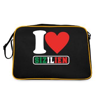 Italy Sizilien Sicilian Palermo - Retro Tasche - Schwarz/Gold - Hinten