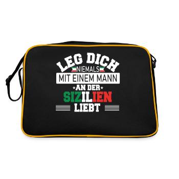 Sicilia Palermo Italy Sicilian - Retro Tasche - Schwarz/Gold - Hinten