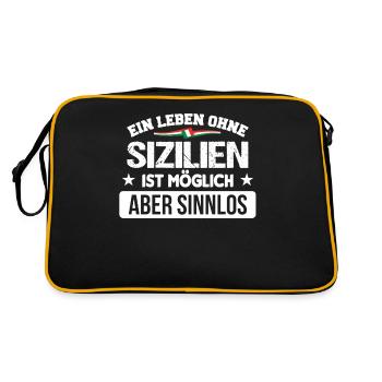 Italy Sicilia Palermo Sicilian - Retro Tasche - Schwarz/Gold - Hinten