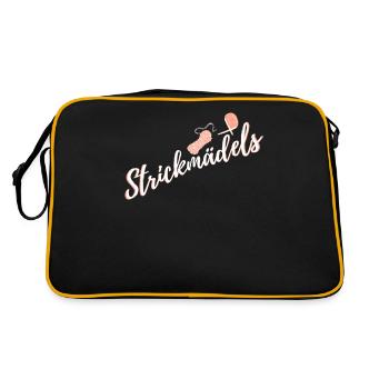 Wolle Stricken - Retro Tasche - Schwarz/Gold - Hinten