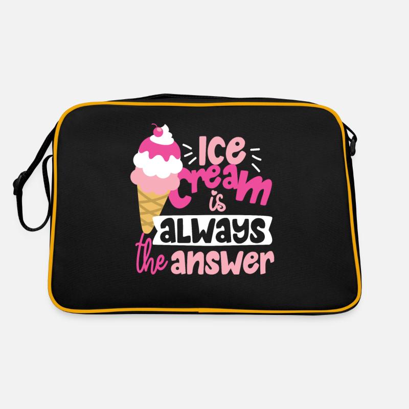 Eis Eiscreme Eistüte Antwort - Retro Tasche - Schwarz/Gold