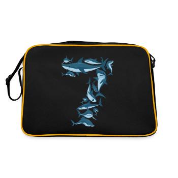 Cadeau de 7 ans de requin petit-enfant - Sac Retro - noir/or - Dos