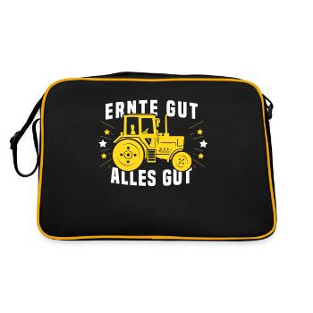Landwirt Design für einen Traktorfahrer - Retro Tasche - Schwarz/Gold - Hinten