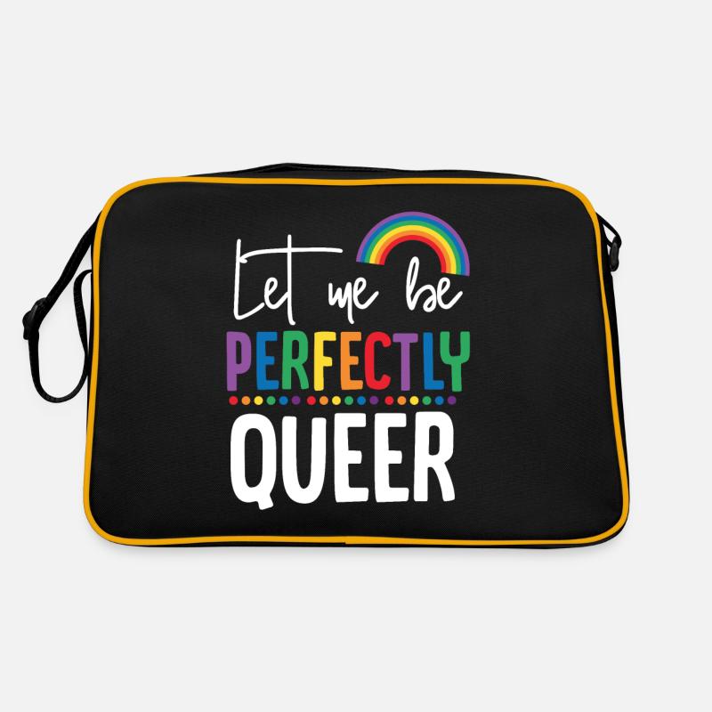 Lesbisch Lesbe Regenbogen - Retro Tasche - Schwarz/Gold