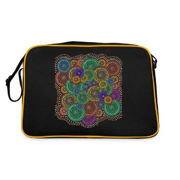 Aboriginal Art Pattern - Retro Bag - black/gold - Back