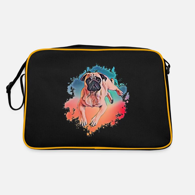 Mops - Retro Tasche - Schwarz/Gold