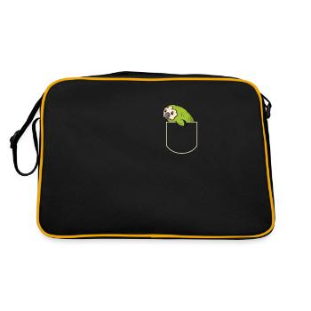 Kakapo in Der Brusttasche Eulenpapagei T-Shirt - Retro Tasche - Schwarz/Gold - Hinten