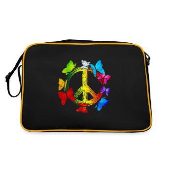 Hippie Butterflies Hippies Flower Power Années 60 - Sac Retro - noir/or - Dos