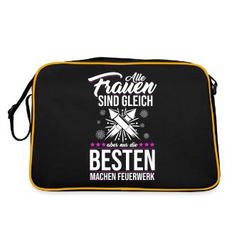 Pyrotechnikerin Pyro Feuerwerk Frauen Geschenk - Retro Tasche - Schwarz/Gold - Hinten