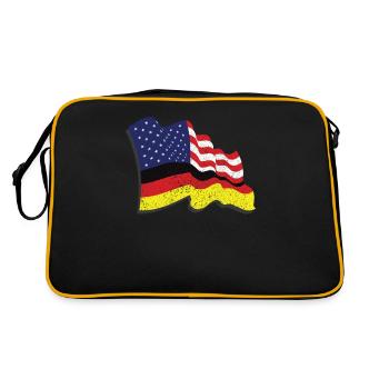 German American Flag USA America German - Retro Tasche - Schwarz/Gold - Hinten