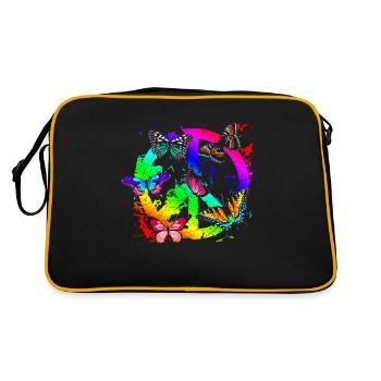 Hippie Butterflies Hippies Flower Power Années 60 - Sac Retro - noir/or - Dos