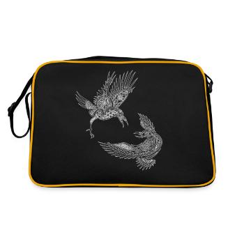 Hugin Odin Thor Viking Raben Maori Tribal Symbol - Retro Tasche - Schwarz/Gold - Hinten