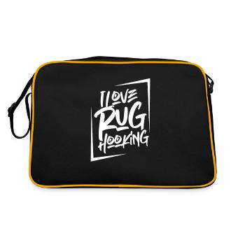 I love rug crochet gift crochet woman rug - Retro Bag - black/gold - Back