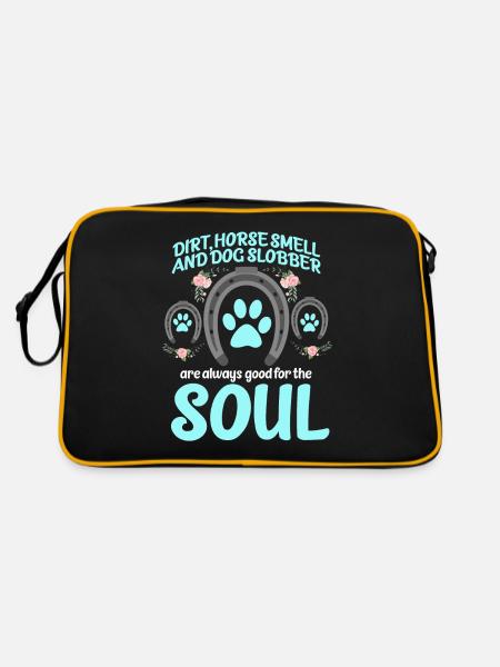 Dirt Horse Smell And Dog Slobber Hundehalter Hunde - Retro Tasche - Schwarz/Gold - Hinten