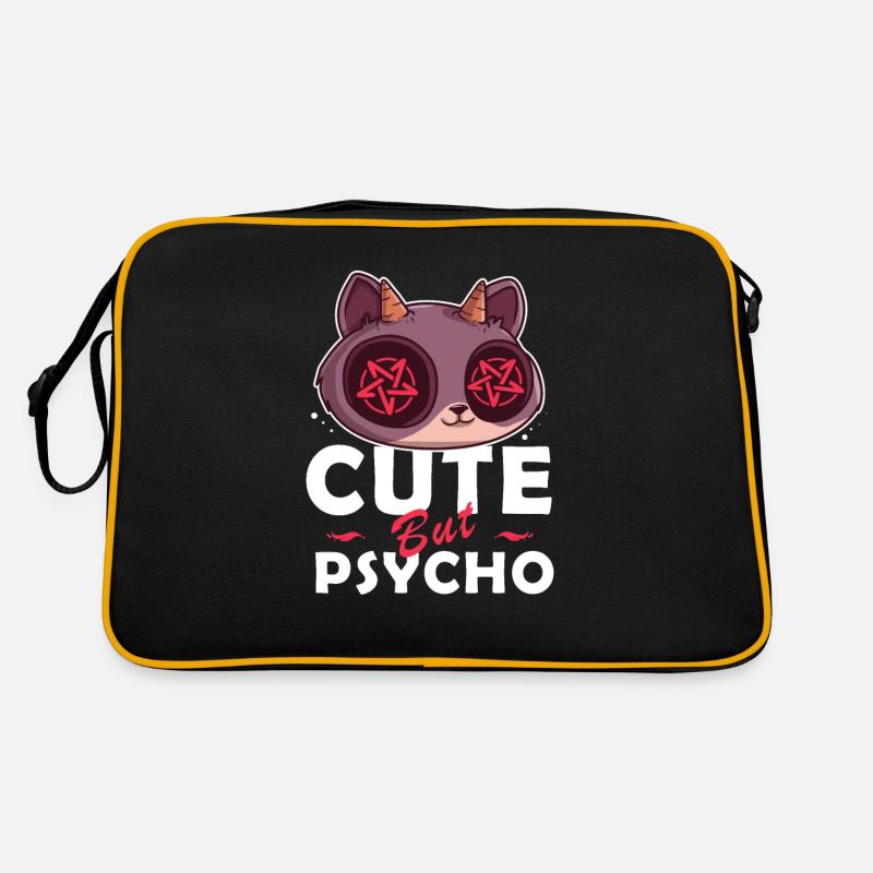 Süß aber gefährlich: Charme mit Psycho-Twist - Retro Tasche - Schwarz/Gold