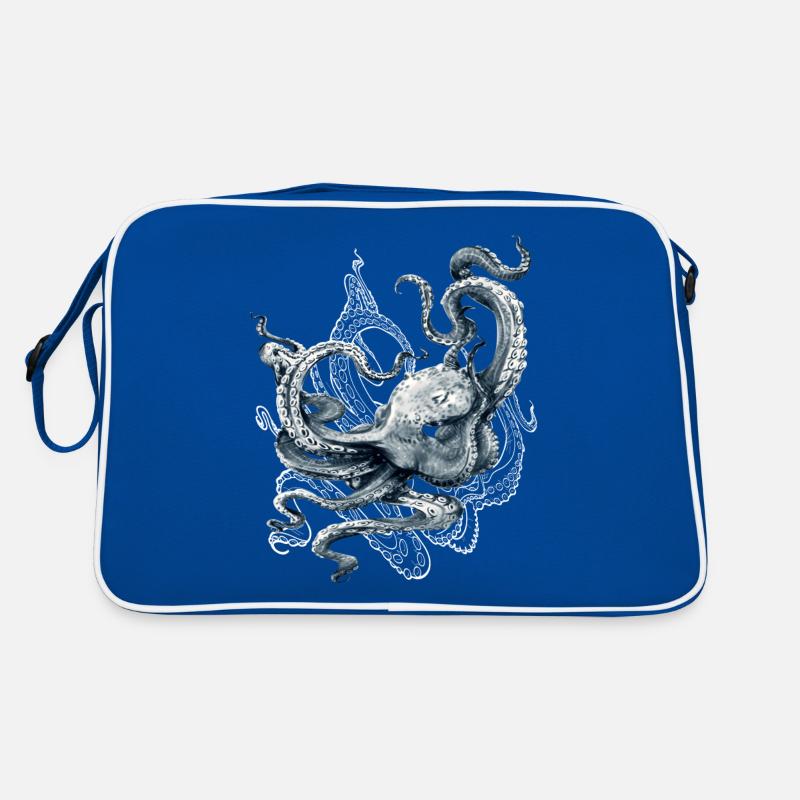 Octopus Realistic Blue Ocean Octopus Squid Retro Bag