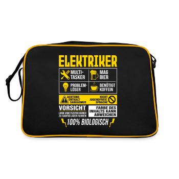 Elektriker Elektroinstallateur Stromer - Retro Tasche - Schwarz/Gold - Hinten