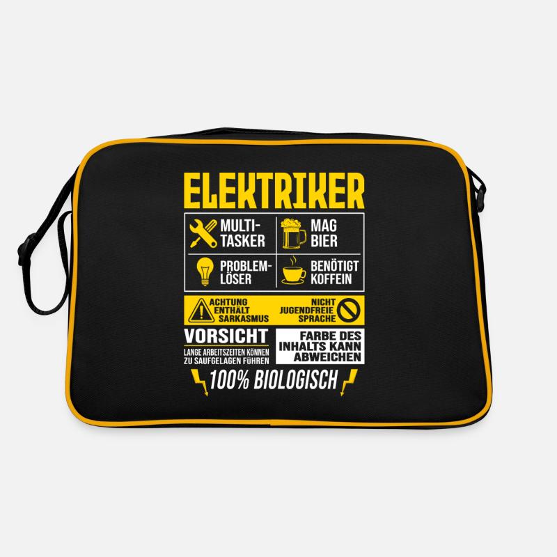 Elektriker Elektroinstallateur Stromer - Retro Tasche - Schwarz/Gold