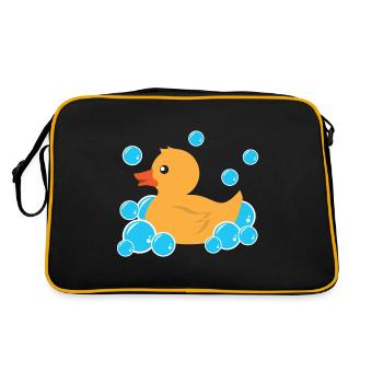 Süßes gelbe Gummi Ente Badewanne Spielzeug - Retro Tasche - Schwarz/Gold - Hinten