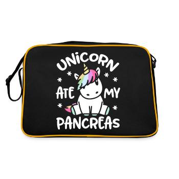Einhorn Pankreas Diabetis lustiges Diabetiker - Retro Tasche - Schwarz/Gold - Hinten