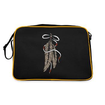 Federschmuck Indianer Schmuck Traumfänger Federn - Retro Tasche - Schwarz/Gold - Hinten
