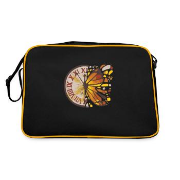 Le temps passe vite Horloge Papillon Temps Entomologiste - Sac Retro - noir/or - Dos