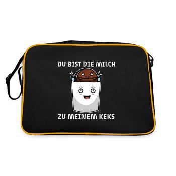 Du bist die Milch zu meinem Keks - Retro Tasche - Schwarz/Gold - Hinten
