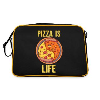 Pizza Is Life Ying & Yang Couple Pizzeria Paar - Retro Tasche - Schwarz/Gold - Hinten