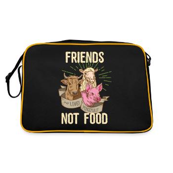 Amis pas de nourriture végétarienne végétalienne disant Mesdames - Sac Retro - noir/or - Dos