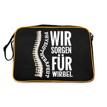 Physiotherapeut Physio Geschenk Physiotherapie - Retro Tasche - Schwarz/Gold - Hinten