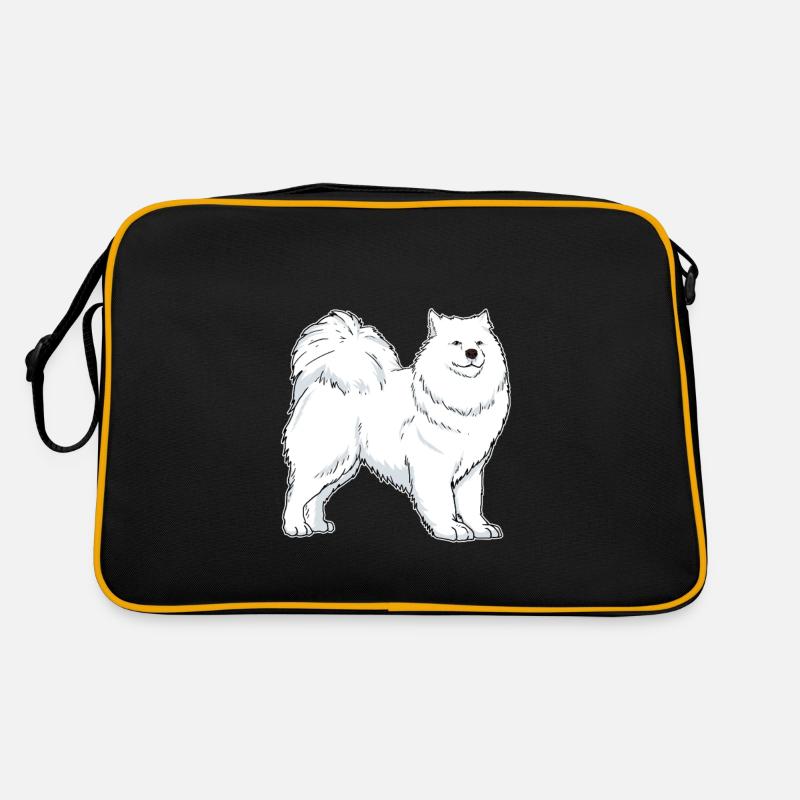 Samojede Hunde Hundehalter Geschenkidee - Retro Tasche - Schwarz/Gold