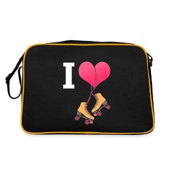 I Love Roller Skates Rollschuhe für Inline Skater - Retro Tasche - Schwarz/Gold - Hinten