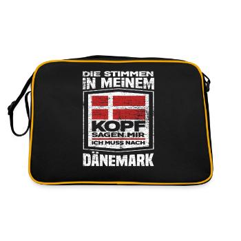 Dänemark Stimmen - Retro Tasche - Schwarz/Gold - Hinten