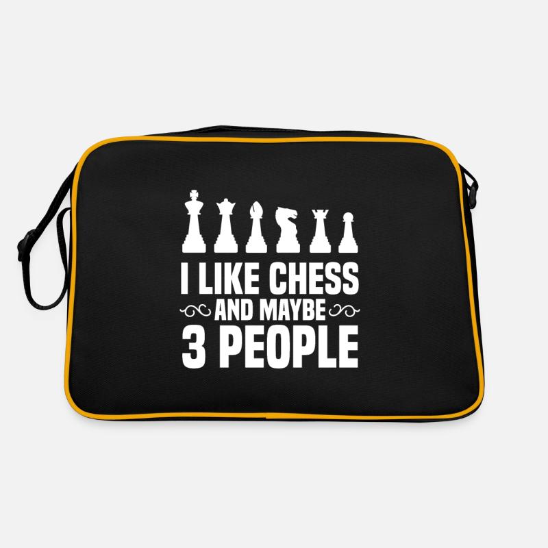 Geschenkidee Ich mag Schach und vielleicht 3 Leute Retro Tasche